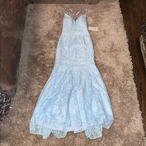 Blue Lace Prom Dress